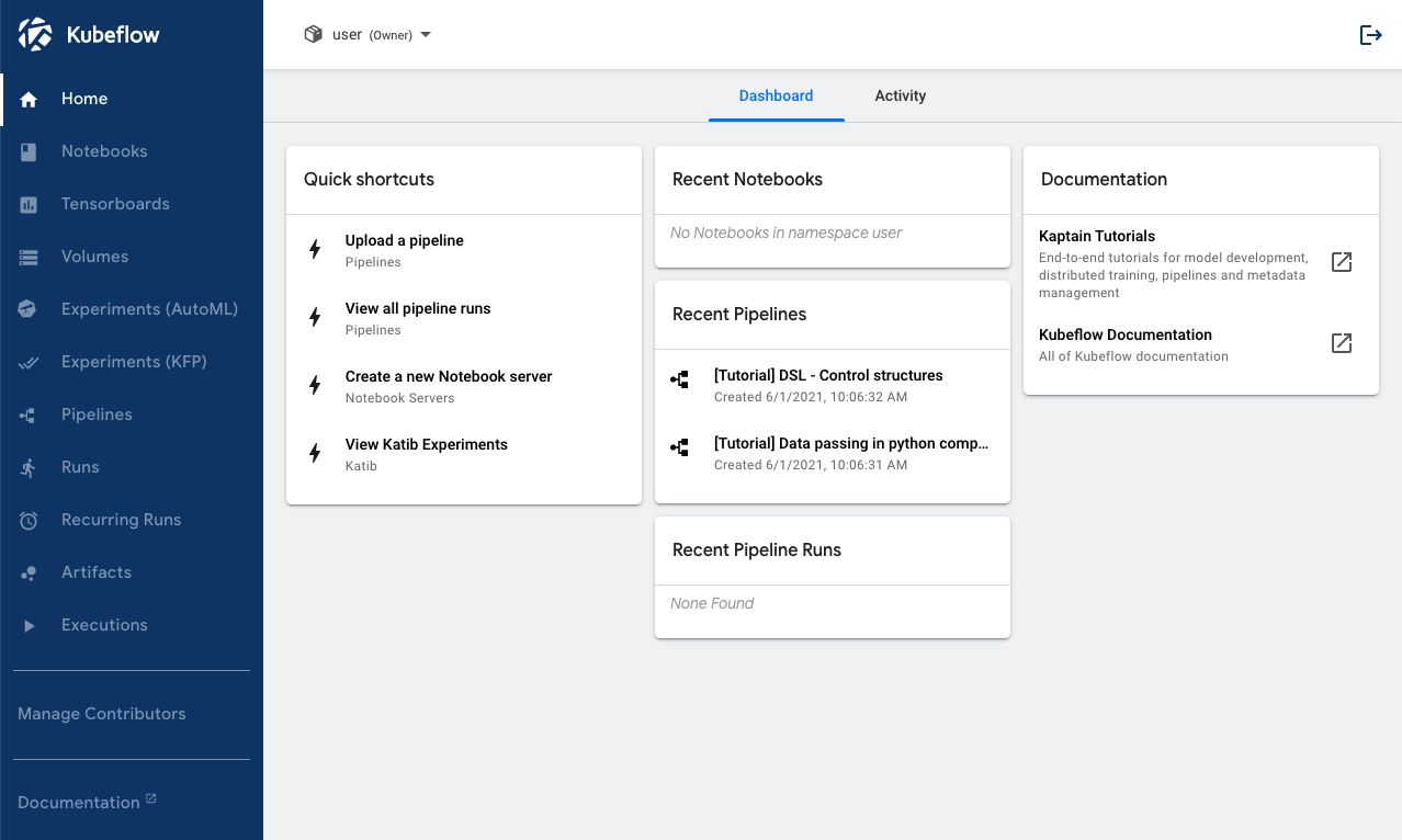 Central dashboard