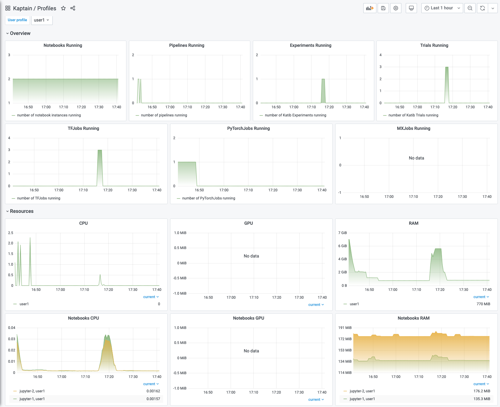 Kaptain Profiles Dashboard