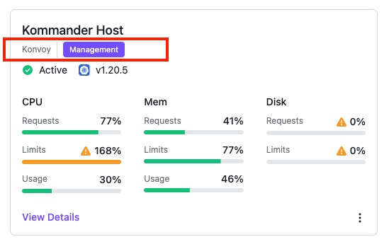 Cluster card with types highlighted