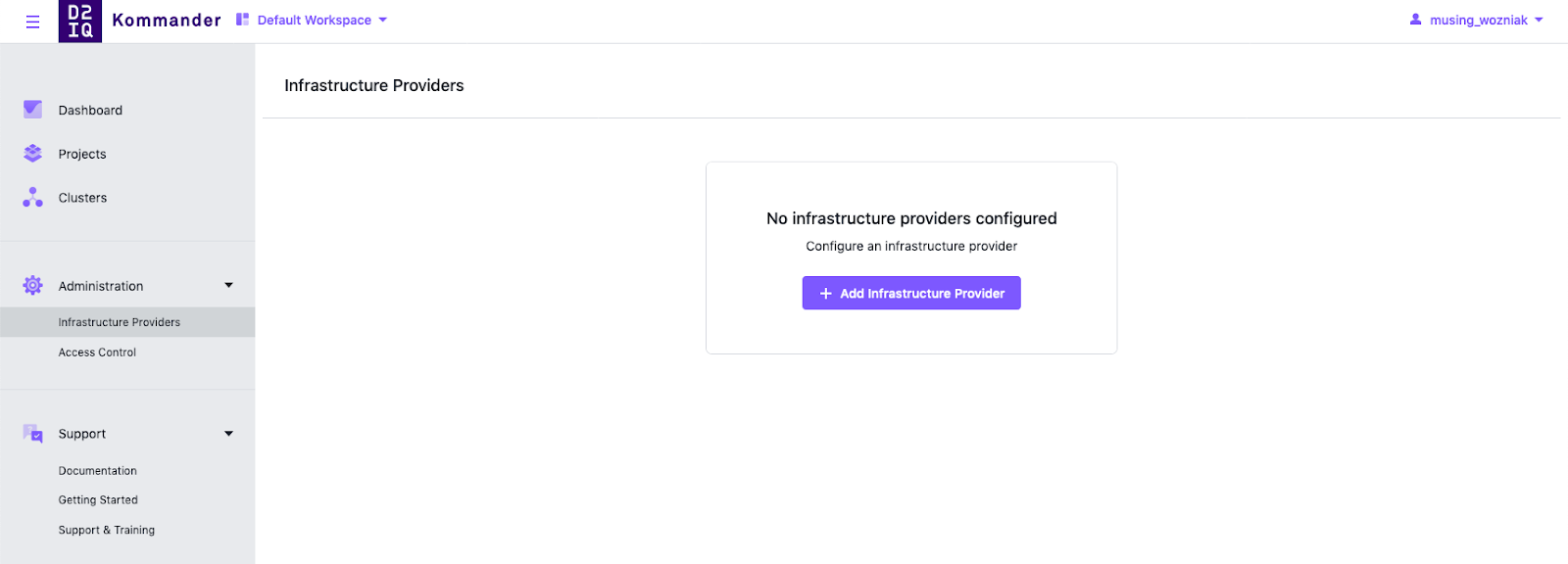 Empty Infrastructure Providers Page