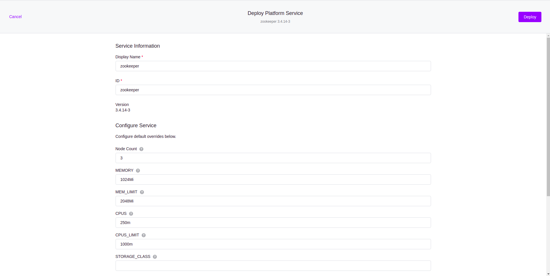 Zookeeper Service Install Configuration