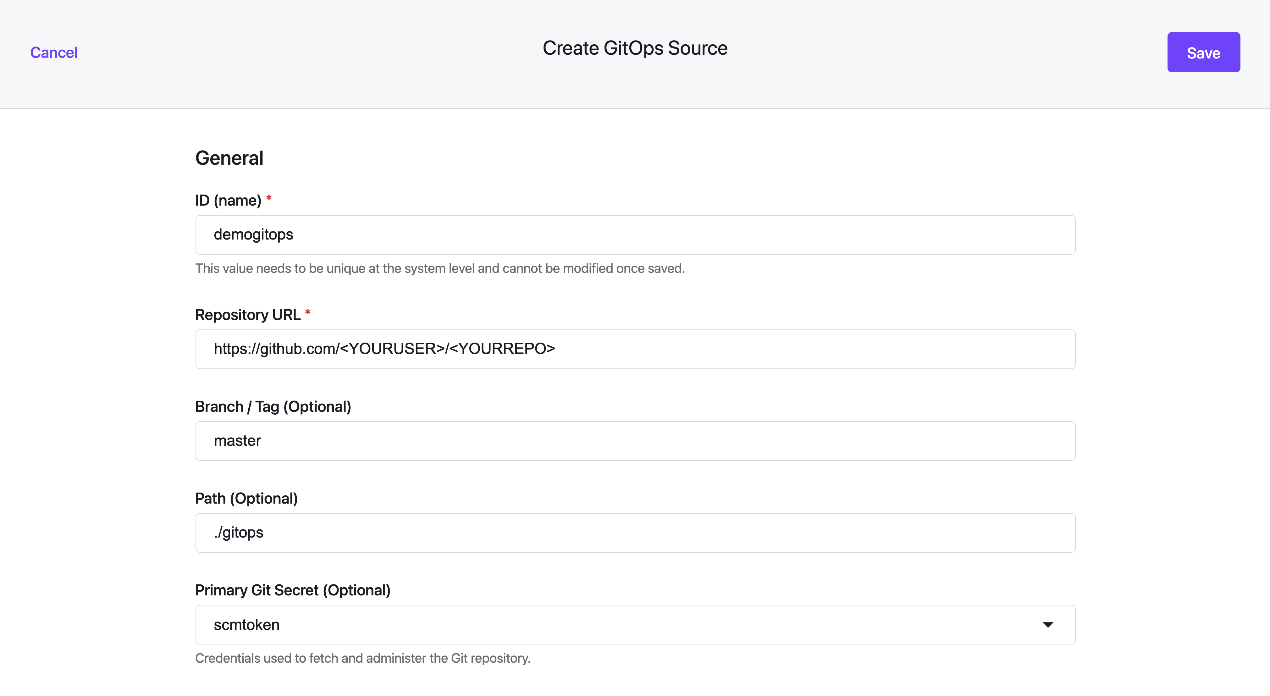 Create GitOps Source