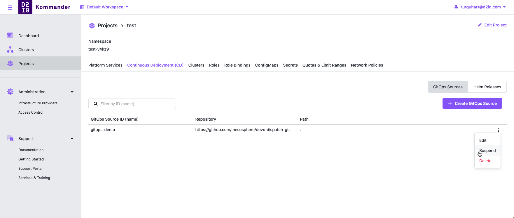 Suspend GitOps Source Sync