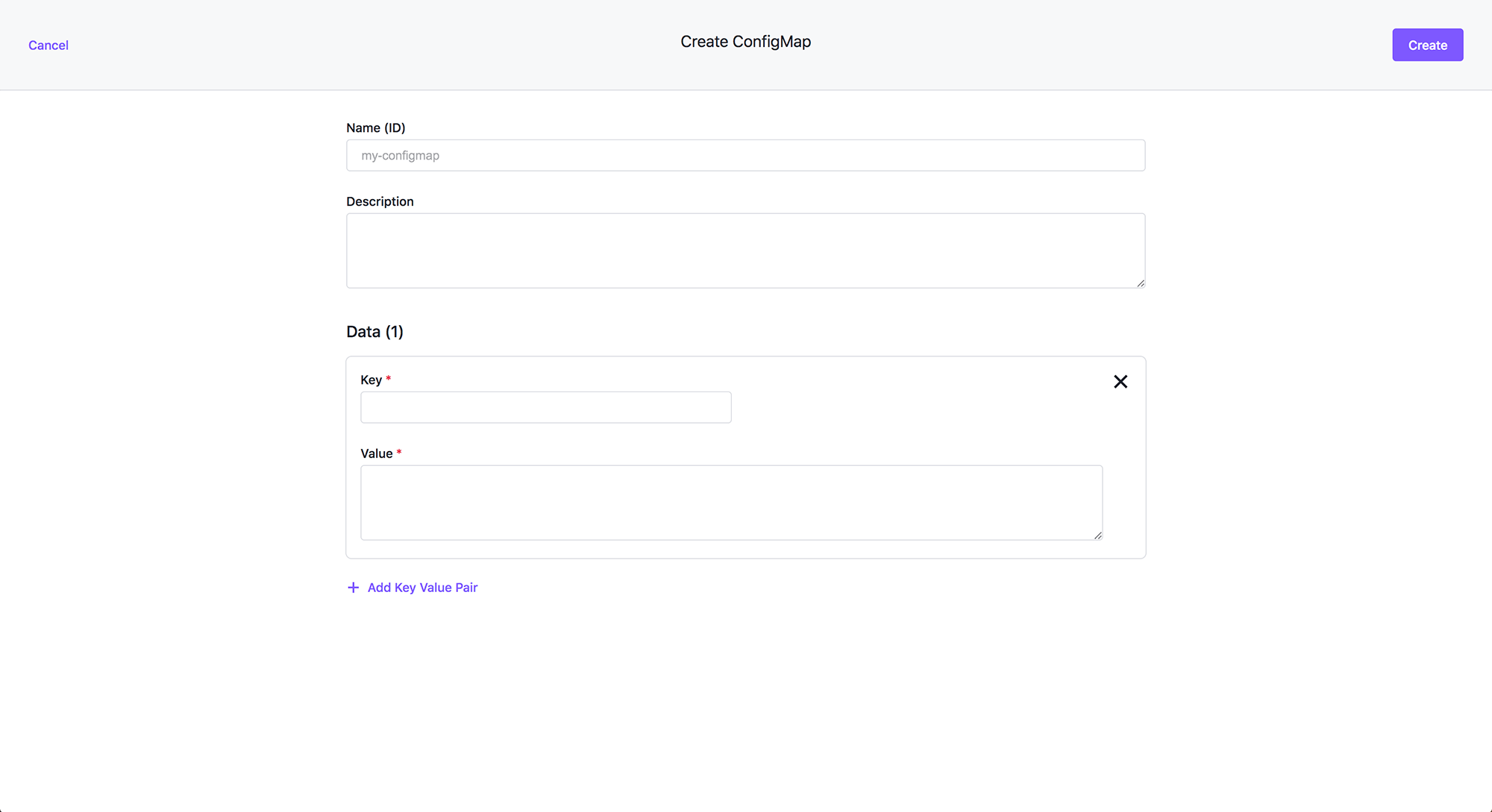 Project ConfigMap Form