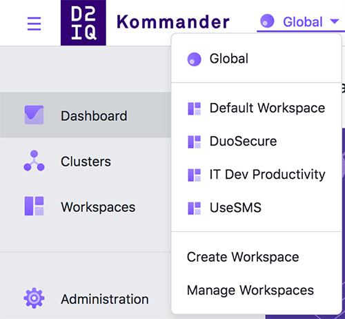 Organization / Workspace Selection