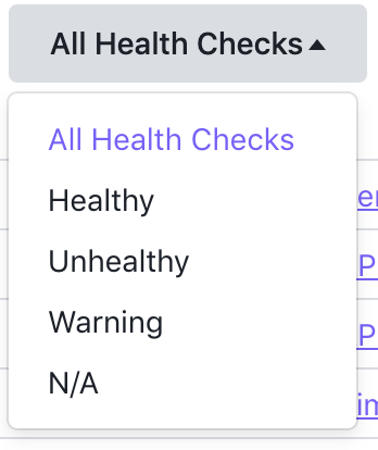 All health checks menu