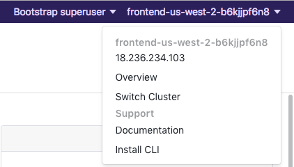 DC/OS UI Cluster Menu with Linked Cluster