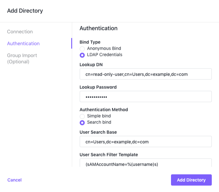 LDAP Credentials with Search