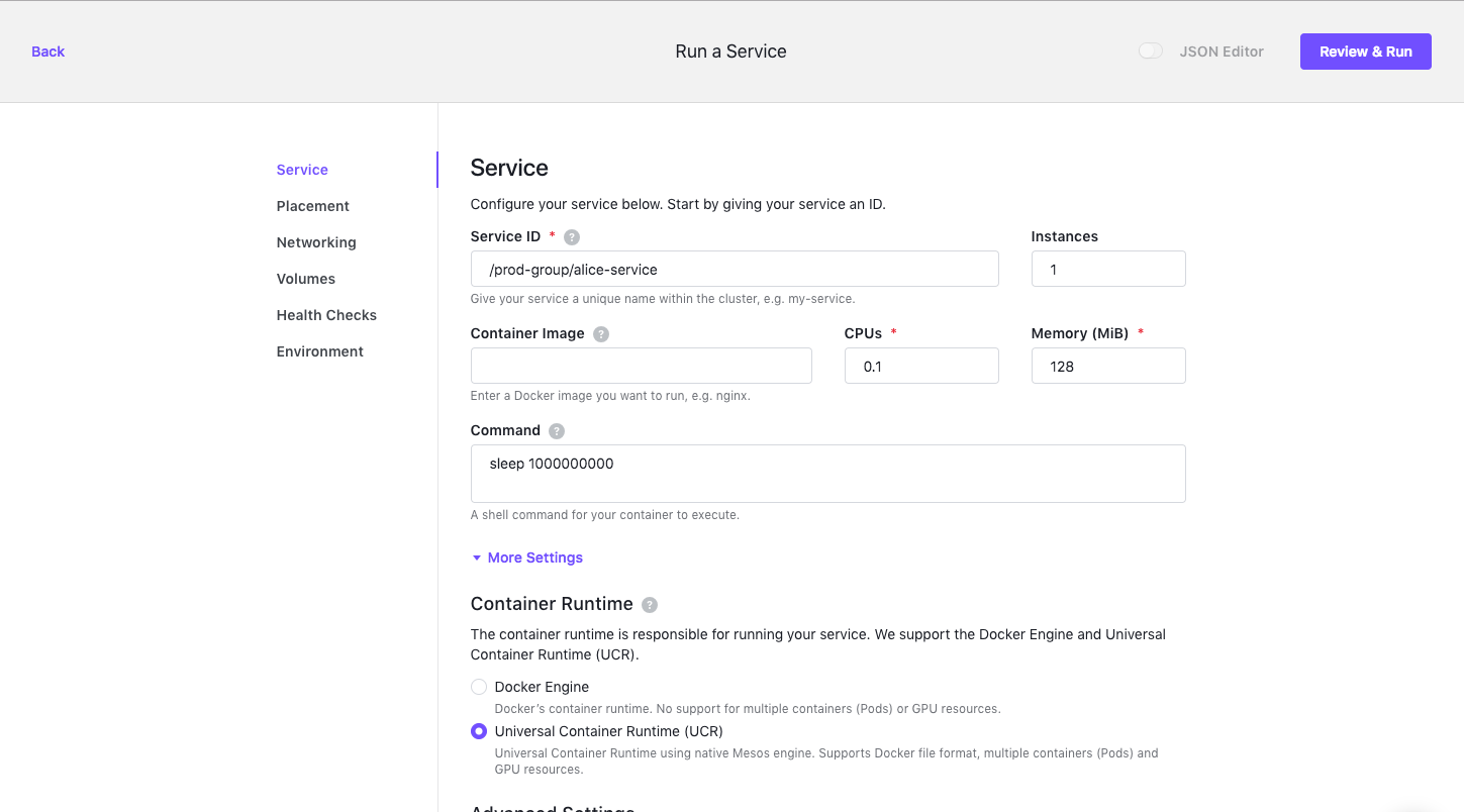 Define nested service