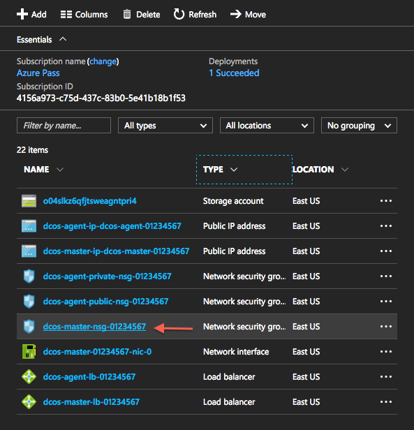 Resource - Master Node Network Security Group