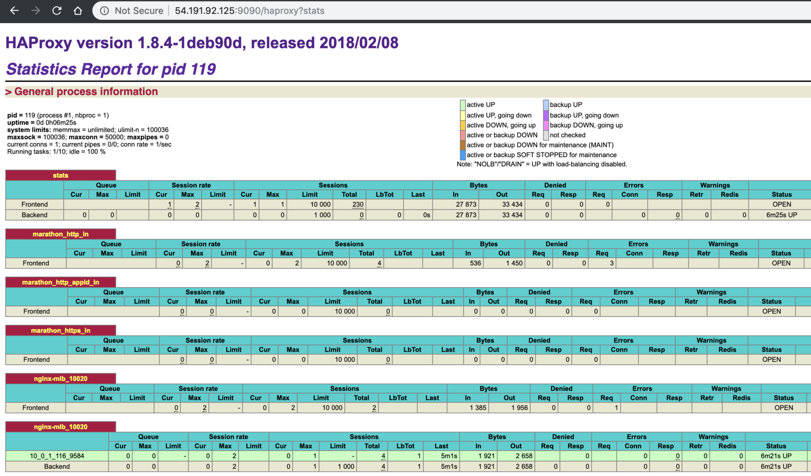 Statistics for a service exposed using Edge-LB