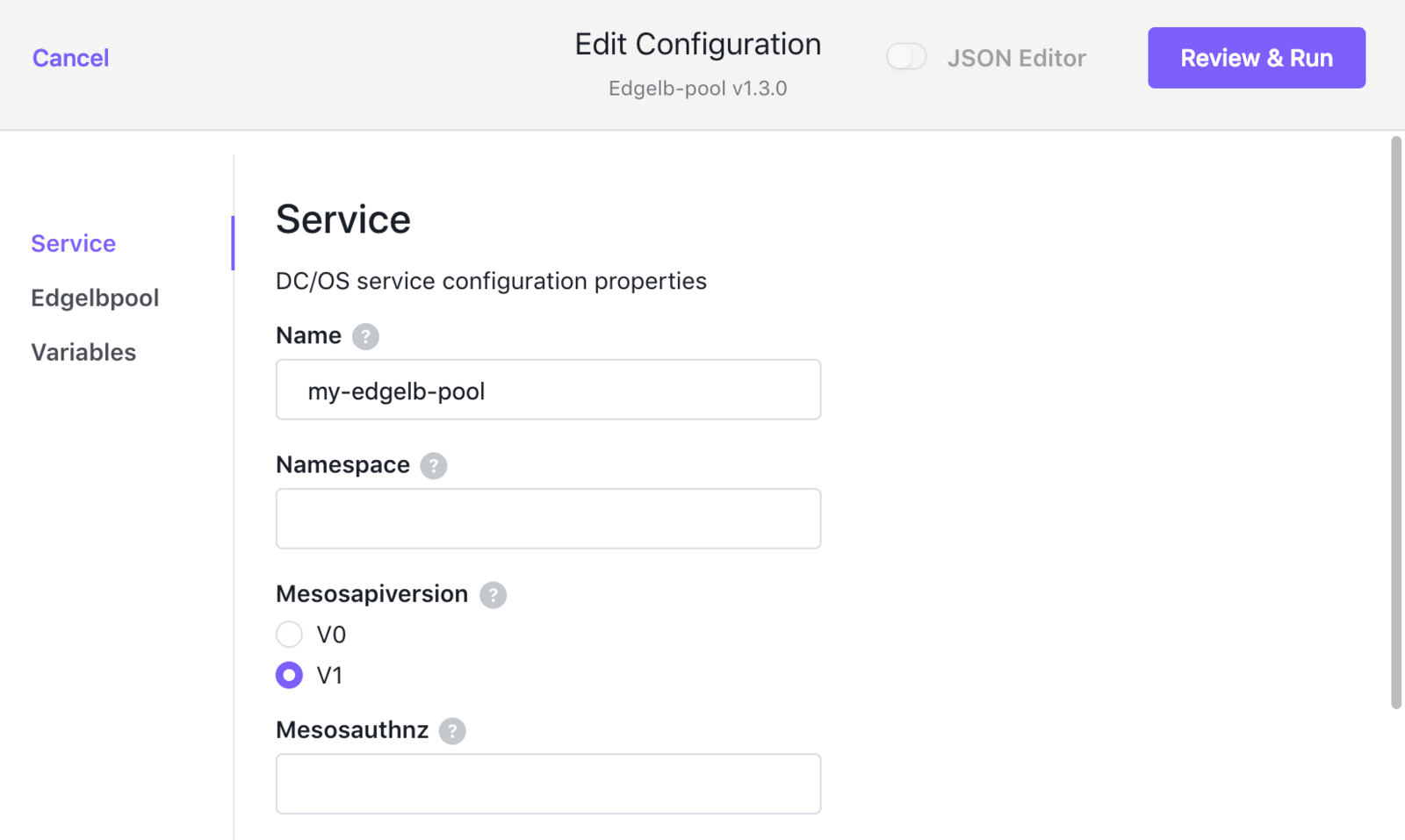 Configuring Edge-LB API settings