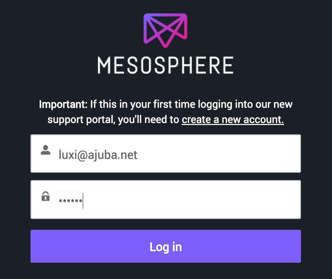 Log in with a registered email address and password