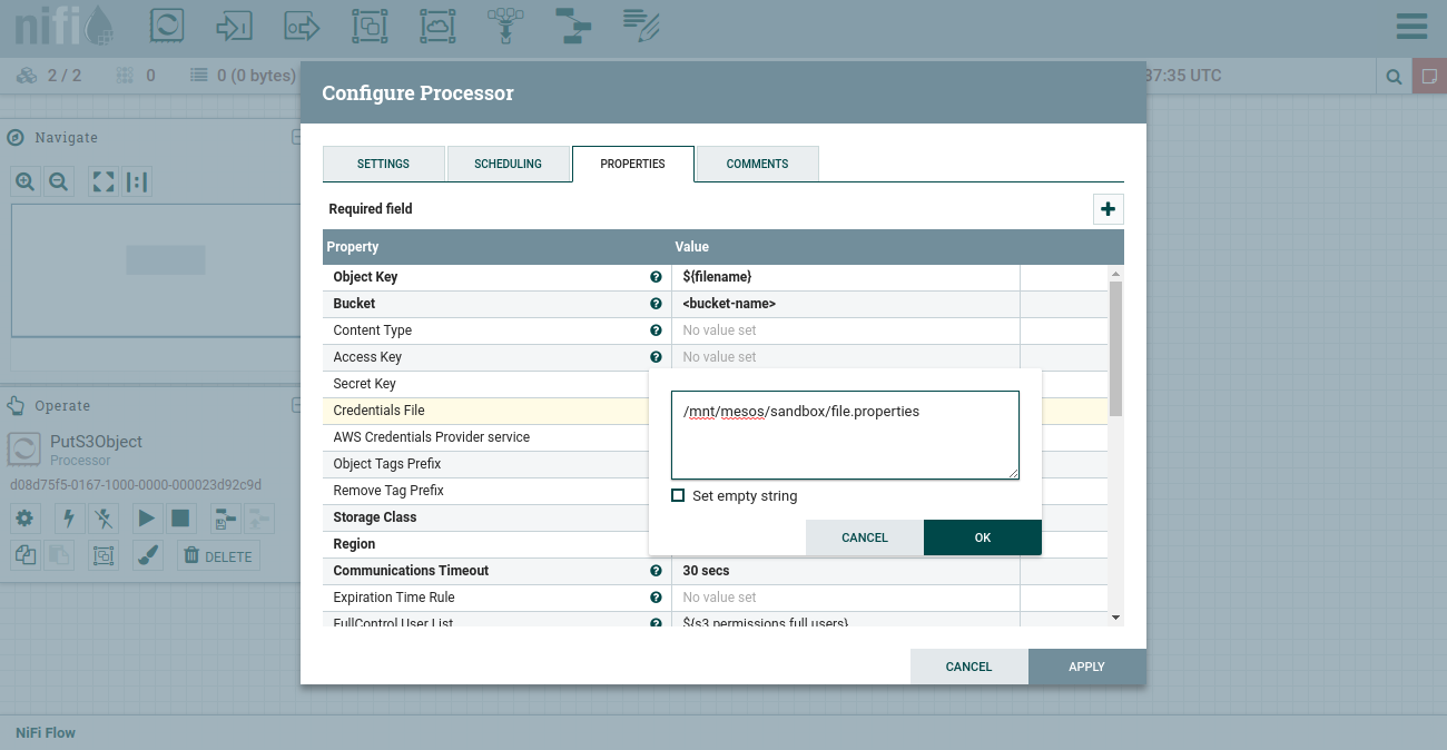 accessing secret file in nifi UI